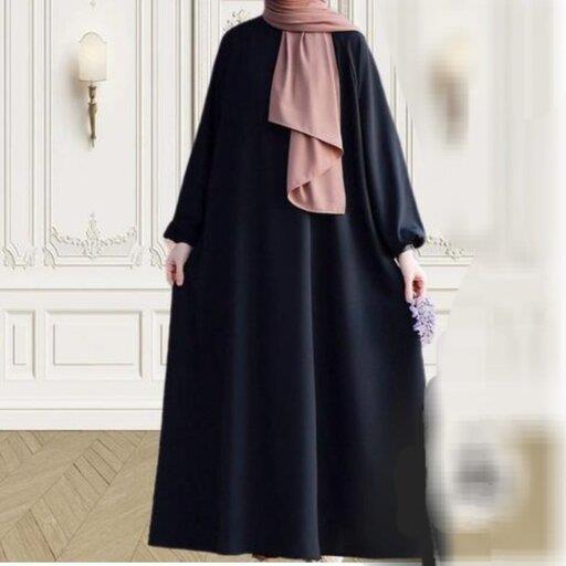 مانتو عبایی ساده و شیک کرپ حریرالاسود مدل رستا ماه شو مزون